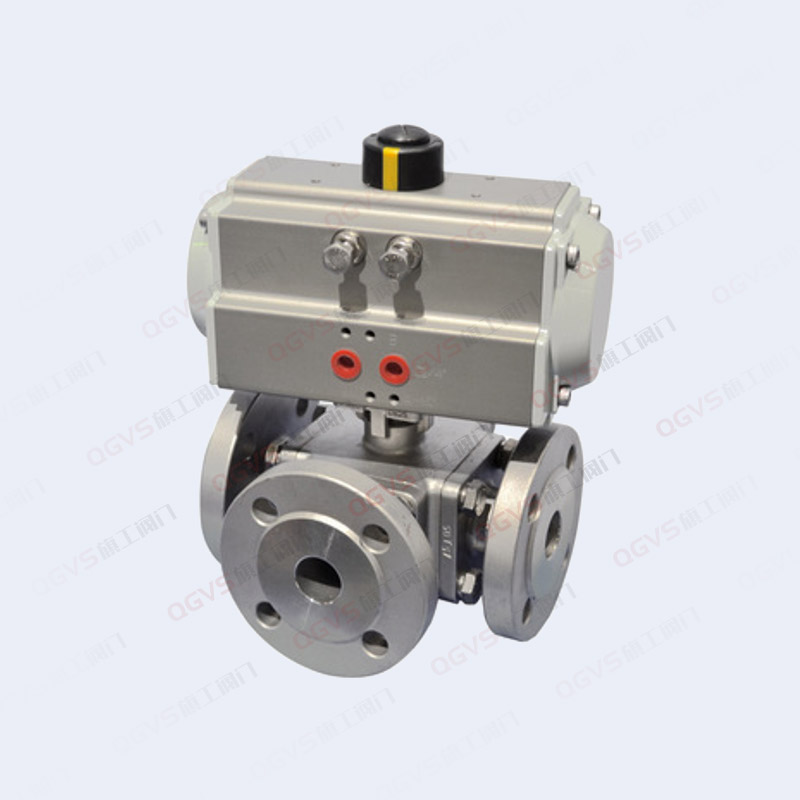 气动三通法兰球阀